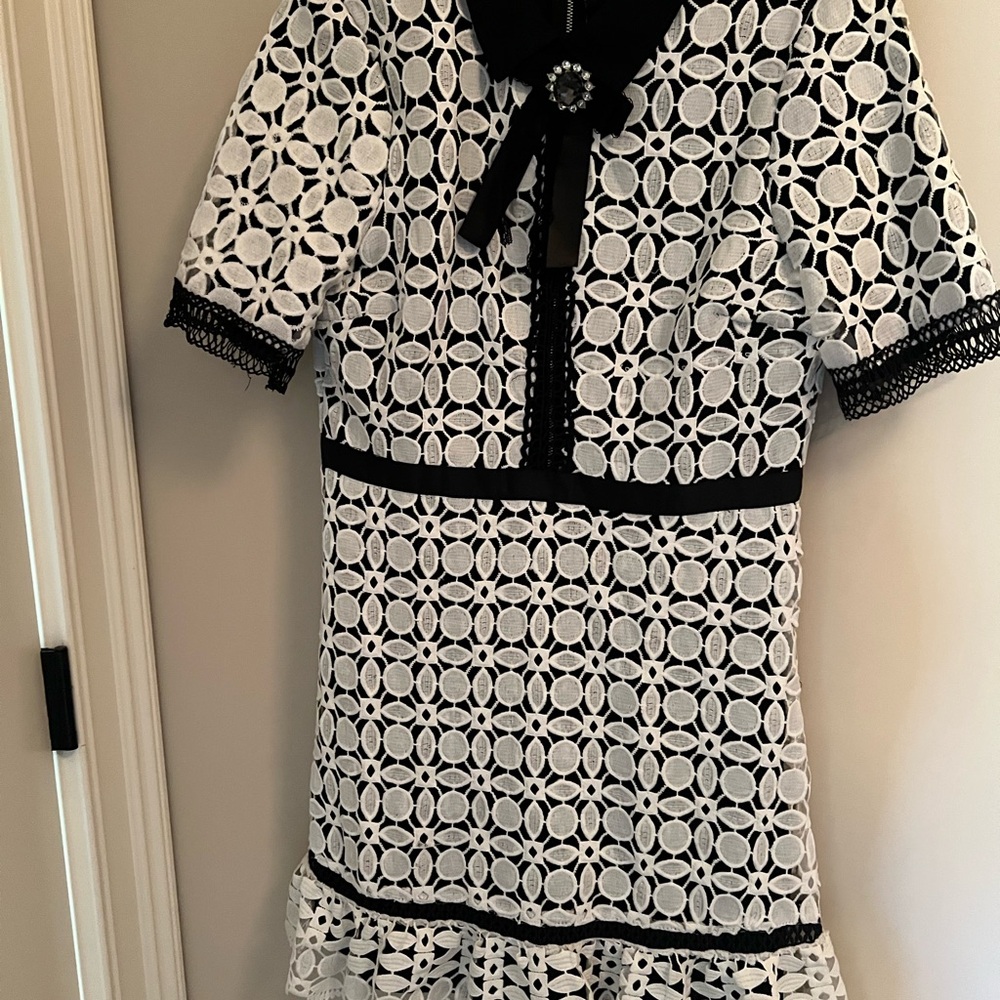 Vici Black and White Lace Mini Dress